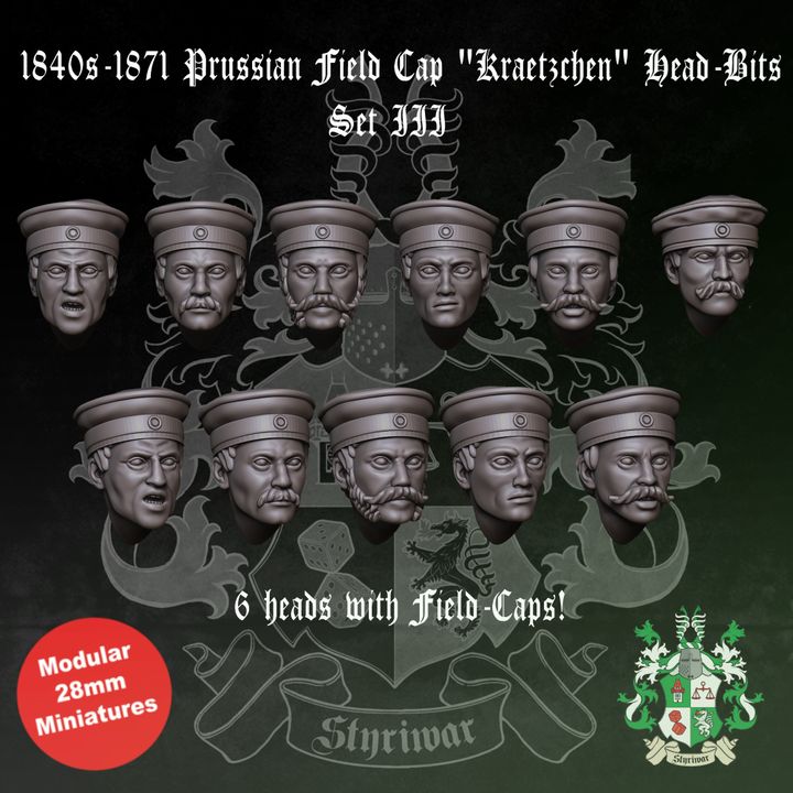 1840s-1871 Prussian Field Cap "Krätzchen" Head-Bits Set III by Styriwar