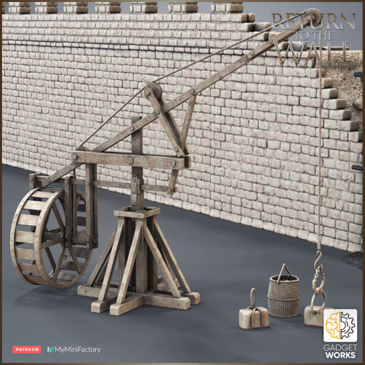 Roman Crane with Treadmill and cargo by Gadgetworks Miniatures