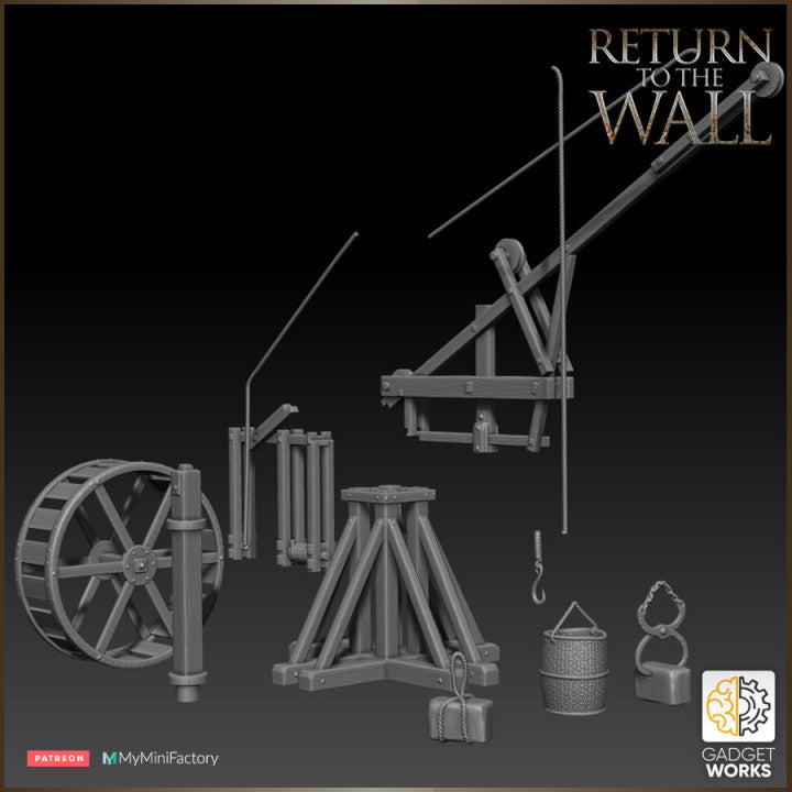 Roman Crane with Treadmill and cargo by Gadgetworks Miniatures