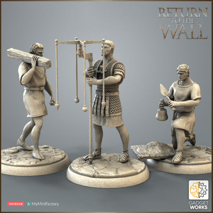 Roman construction workers and surveyor by Gadgetworks Miniatures