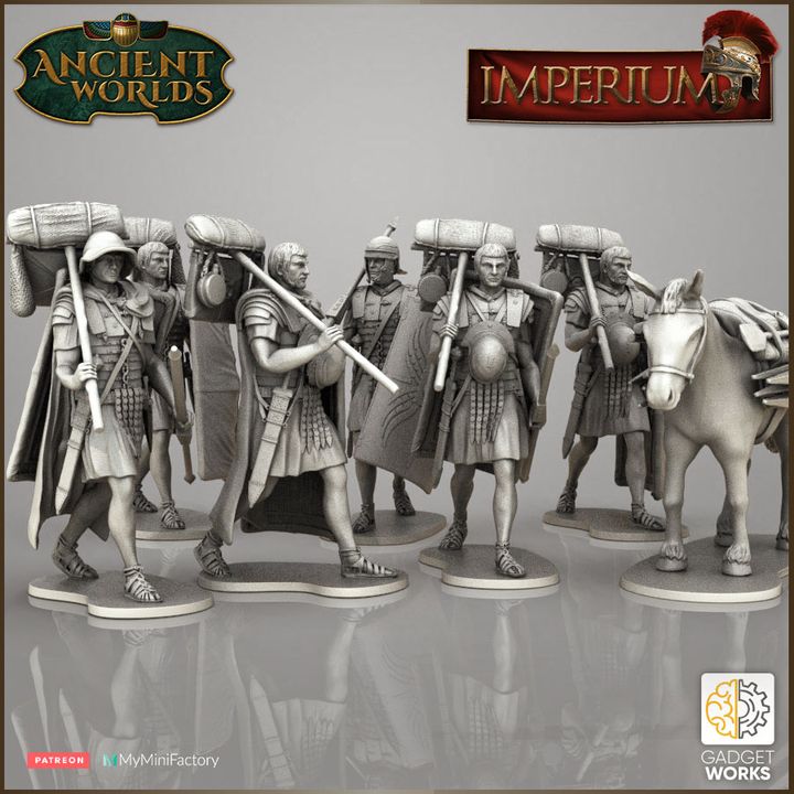 Roman Imperial Legionaries Marching with Mule by Gadgetworks Miniatures