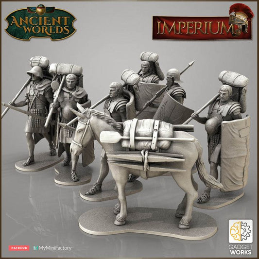 Roman Imperial Legionaries Marching with Mule by Gadgetworks Miniatures