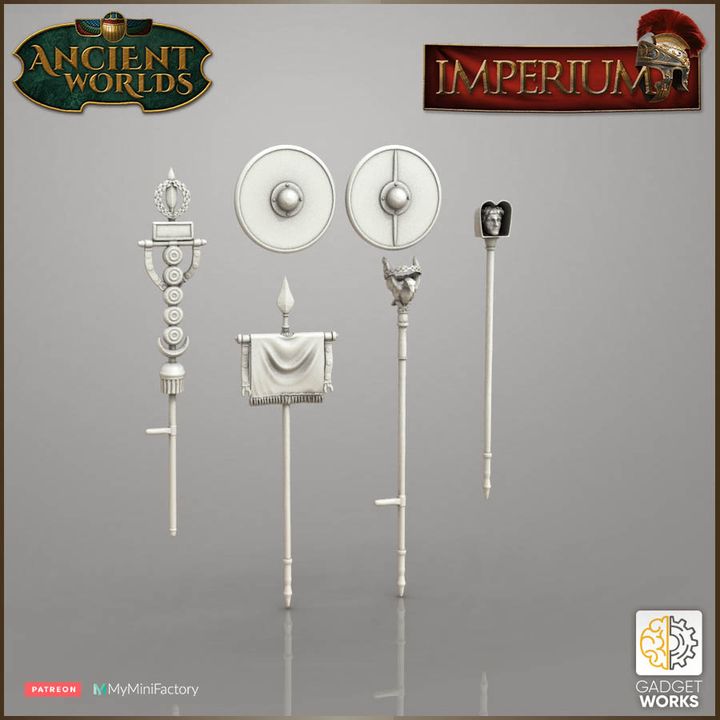 Roman Standard Bearers by Gadgetworks Miniatures.