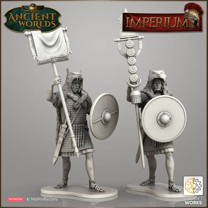 Roman Standard Bearers by Gadgetworks Miniatures.