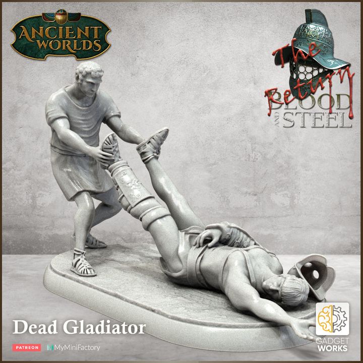 Roman Summa Rudis (Gladiator Referees) and defeated Gladiator by Gadgetworks Miniatures