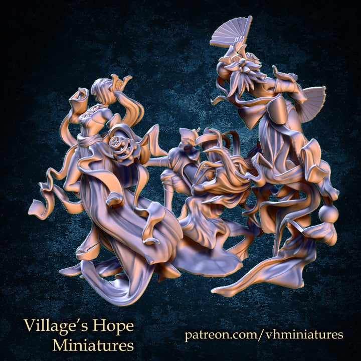 Munakata Goddesses (Tagitsu-Hime, Ichikishima-Hime, and Tagairi-Hime) by Village's Hope Miniatures