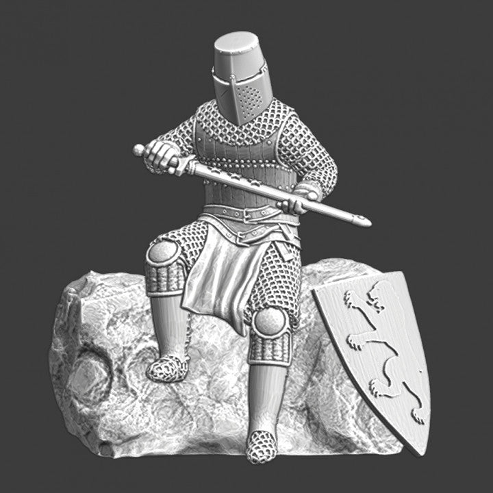 Medieval Knight - resting on rock.