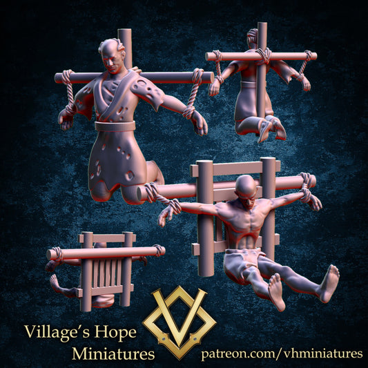 Tied Up Villager Man (2 Pose) by Village's Hope Miniatures