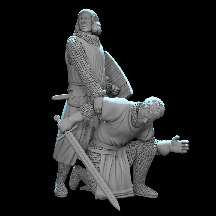 Crusader Knights at Rest – Medieval Diorama.