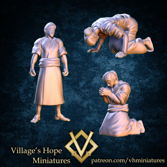 Japanese Villager With Praying and Prostrate Pose by Village's Hope Miniatures