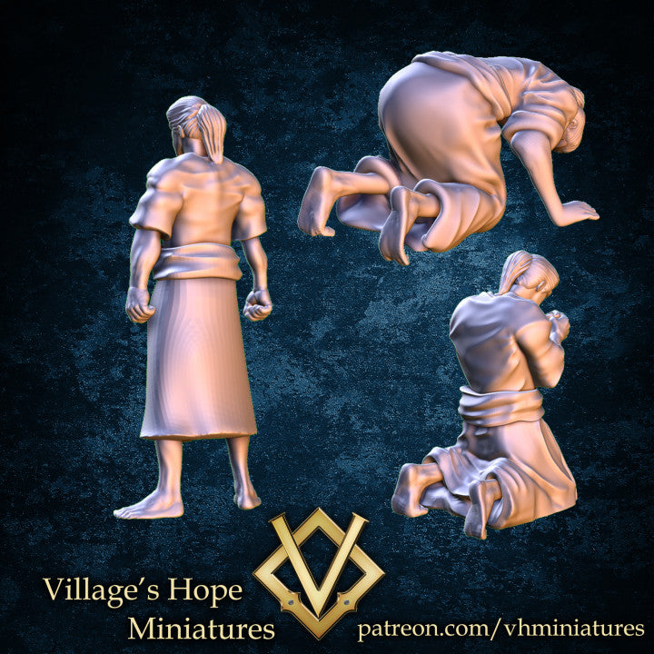 Japanese Villager With Praying and Prostrate Pose by Village's Hope Miniatures