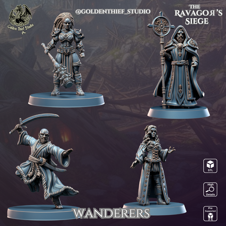 Wanderers, Bard,Cleric,Monk,Barbarian by Golden Thief Studio