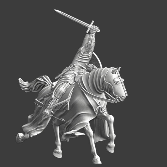 Mounted Crusader Knight - fighting with sword