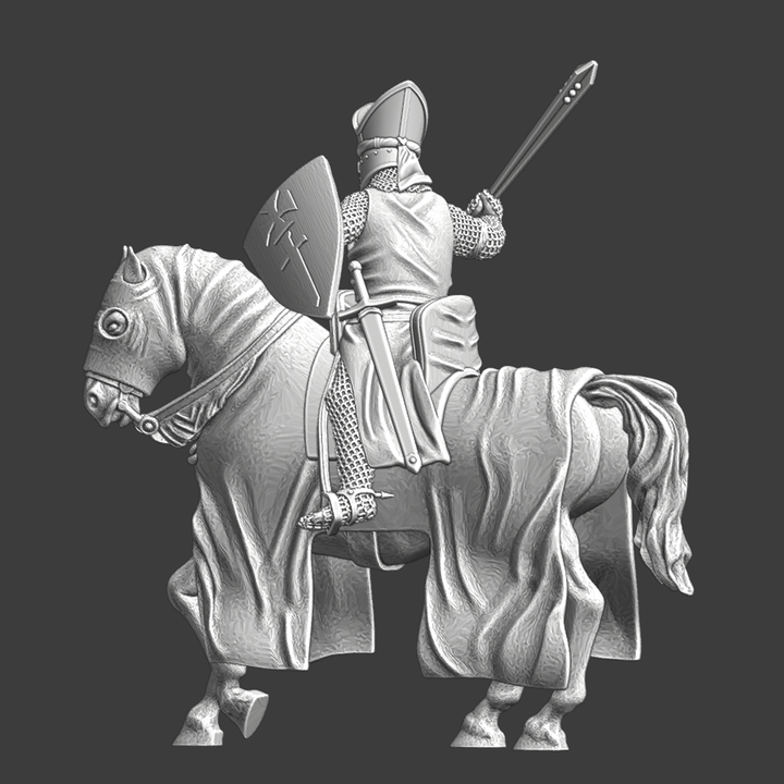 Historical miniature -  Mounted bishop with barmace