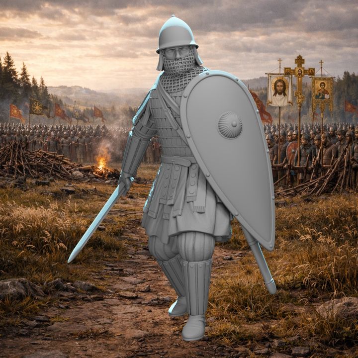 Byzantine Infantryman – Heavy Armoured Warrior with Klivanion, Lamellar Armour & Kite Shield