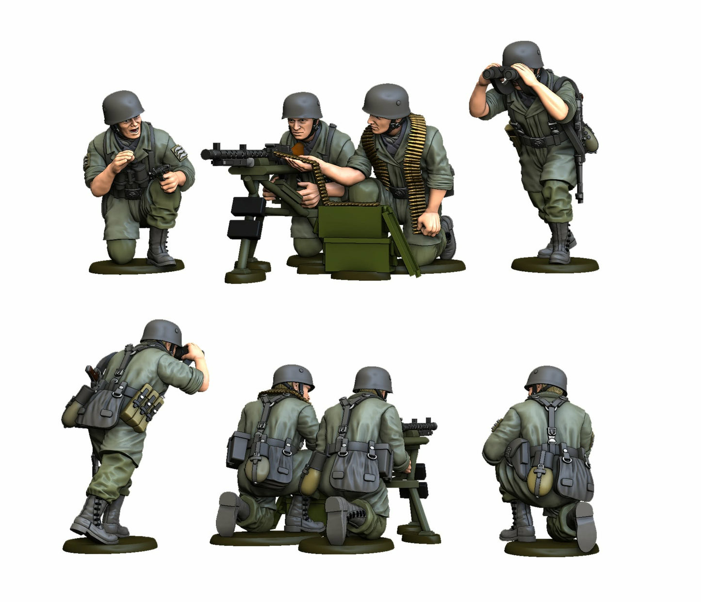 Early war Fallschirmjager 4 figures squad 10 MG34 on tripod   by Rafal Polkowski