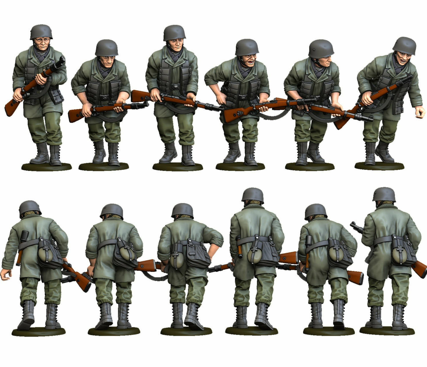 Early war Fallschirmjager 6 figures squad  3 advancing with rifles  by Rafal Polkowski