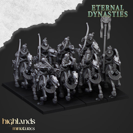 Ancient Skeletal Cavalry Unit with Bows by Highlands Miniatures