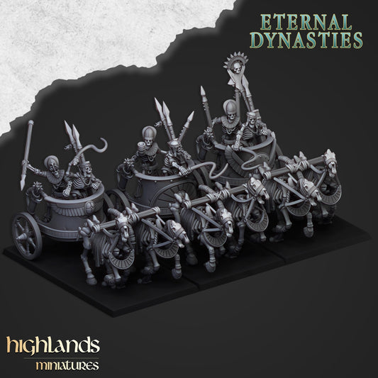 Ancient Skeletal Chariots Unit by Highlands Miniatures