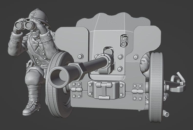 WW2 French 1940 25mm AT GUN with crew by Colonel Muller