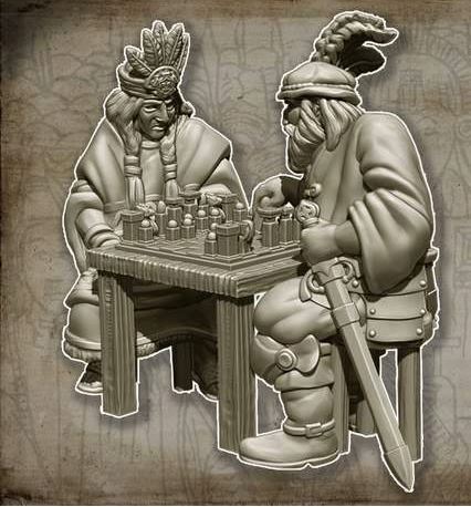 The chess games between the Inca Atahualpa and the conquistador Pizarro by Red Copper Miniatures