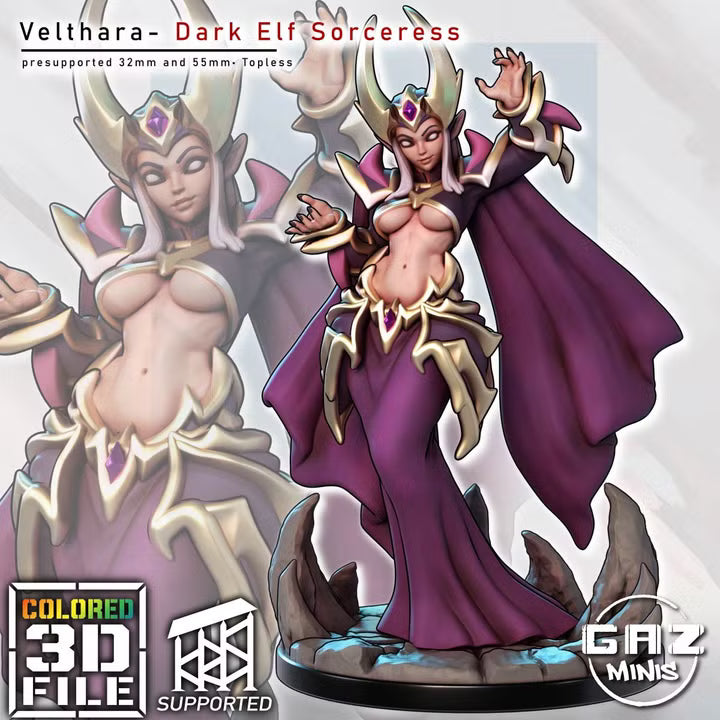 Velthara Nightweave – Dark Elf Sorceress by Gaz Minis