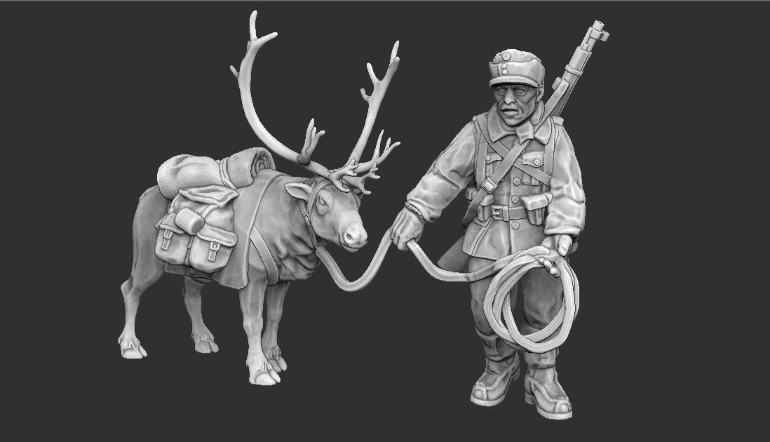 Finnish Soldier with Pack Reindeer