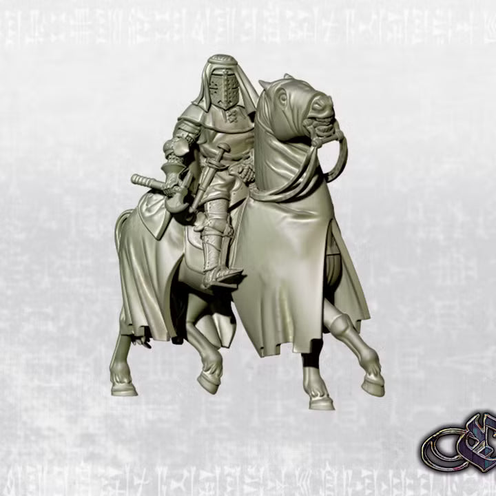 "Crusader Knight on horse with axe - 14th century" by Ezipion miniatures