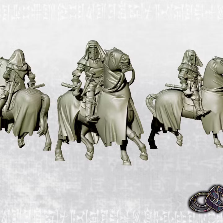 "Crusader Knight on horse with axe - 14th century" by Ezipion miniatures