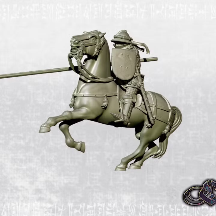 "Castilian Knight charging with lance on horse" by Ezipion miniatures