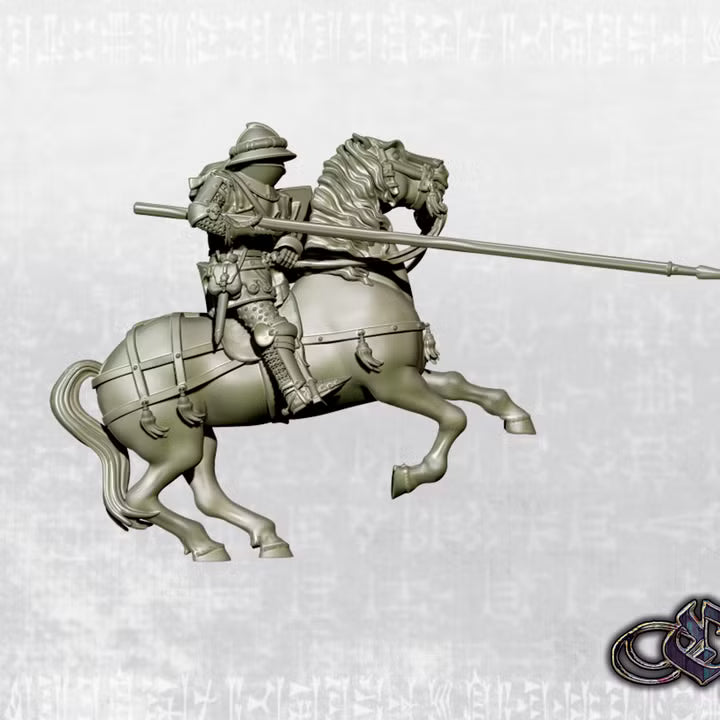 "Castilian Knight charging with lance on horse" by Ezipion miniatures
