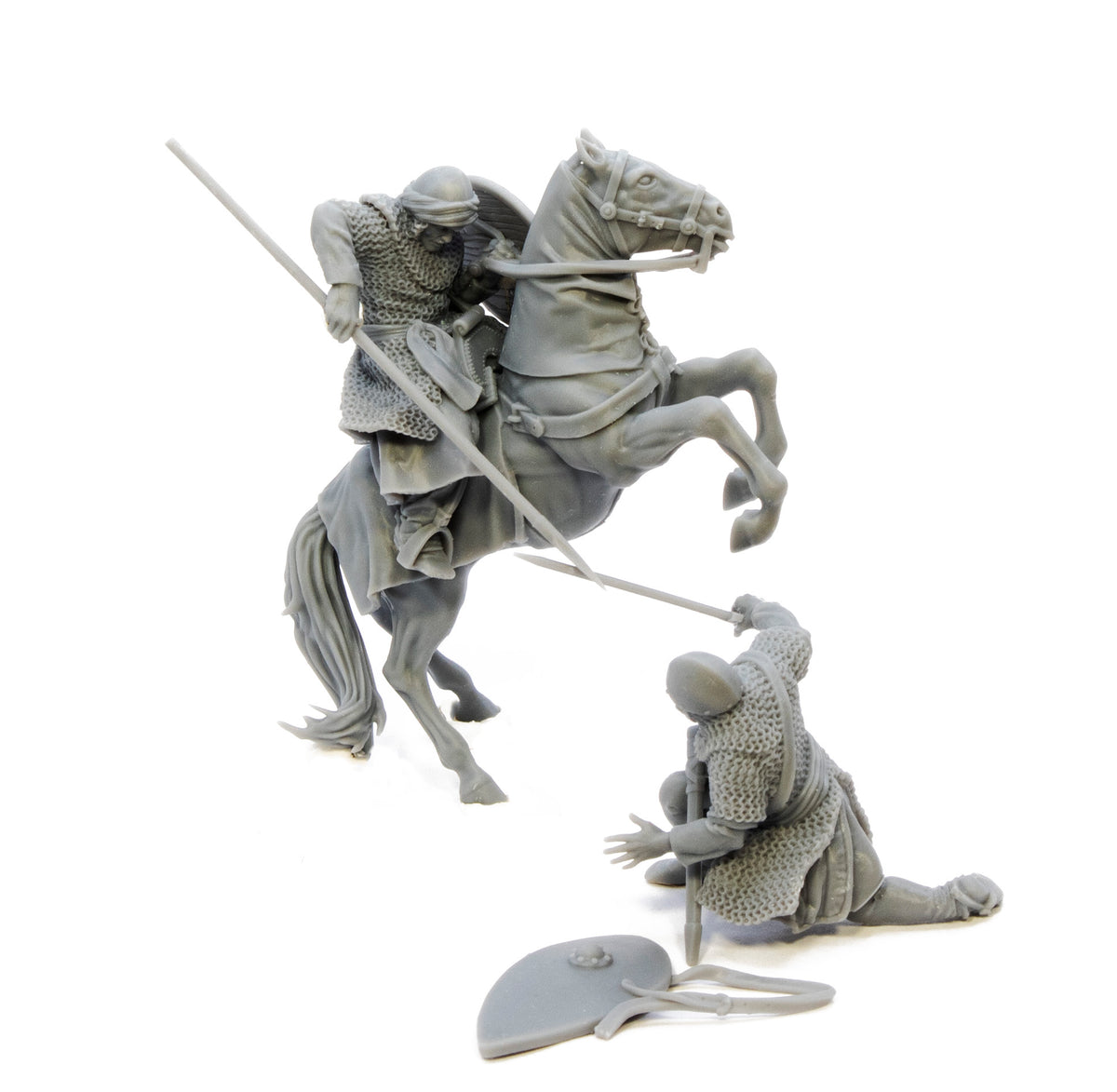 Scène de bataille : chevalier arabe contre chevalier chrétien. – Studio ...