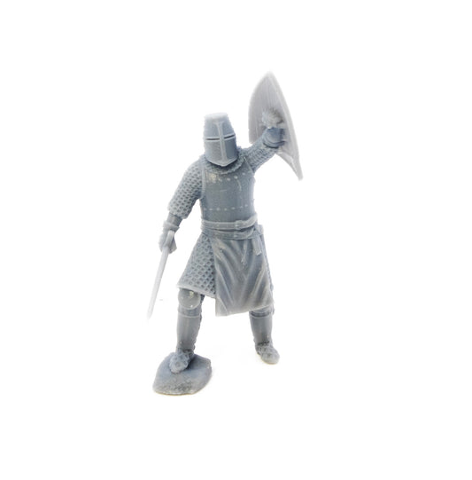 Medieval crusader knight - celebrating shield up