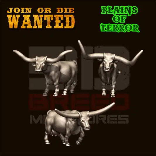 Long Horn Cows by 3d Breed Miniatures