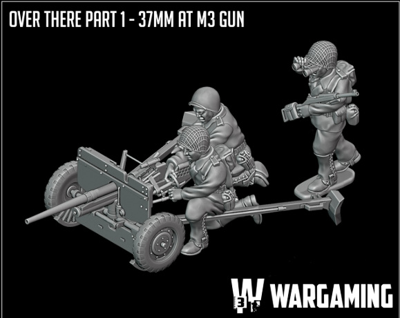 US Army 37mm AT Gun M3 and Crew by W3 Wargaming Miniatures