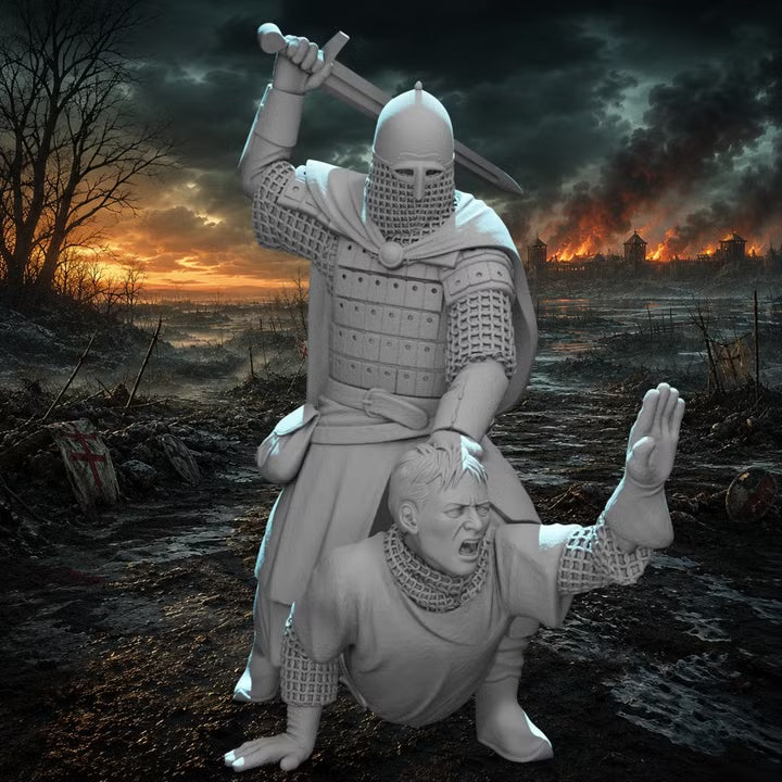 Kievan Rus Warrior slaying Medieval Crusader Knight