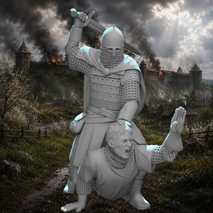 Kievan Rus Warrior slaying Medieval Crusader Knight
