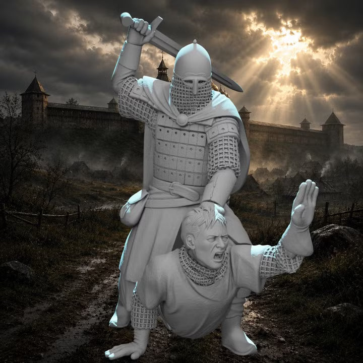 Kievan Rus Warrior slaying Medieval Crusader Knight