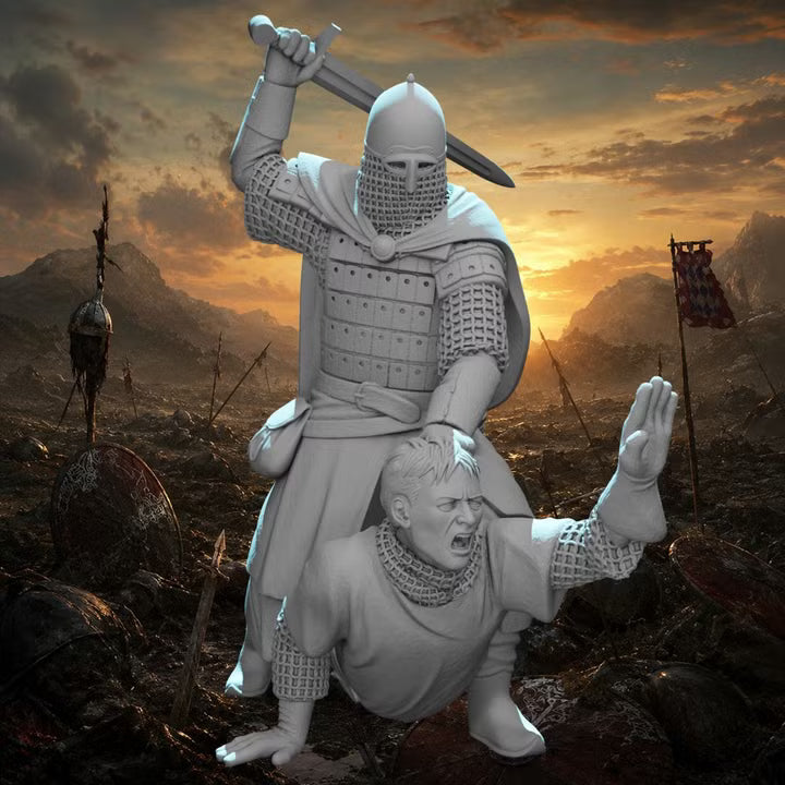 Kievan Rus Warrior slaying Medieval Crusader Knight
