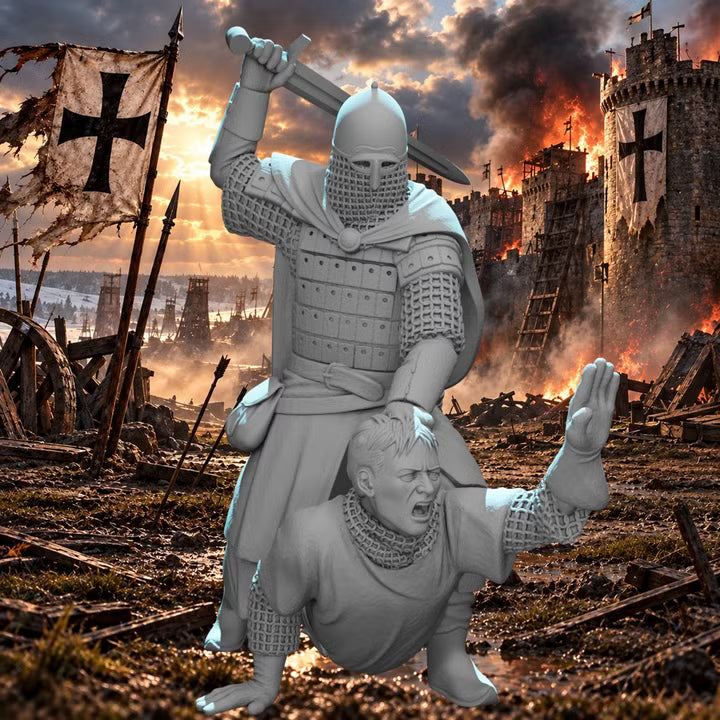 Kievan Rus Warrior slaying Medieval Crusader Knight