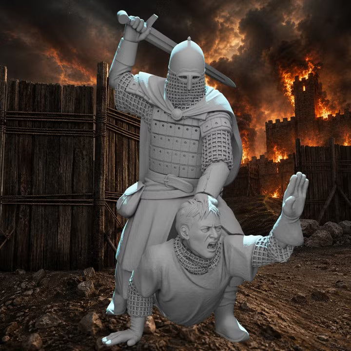 Kievan Rus Warrior slaying Medieval Crusader Knight