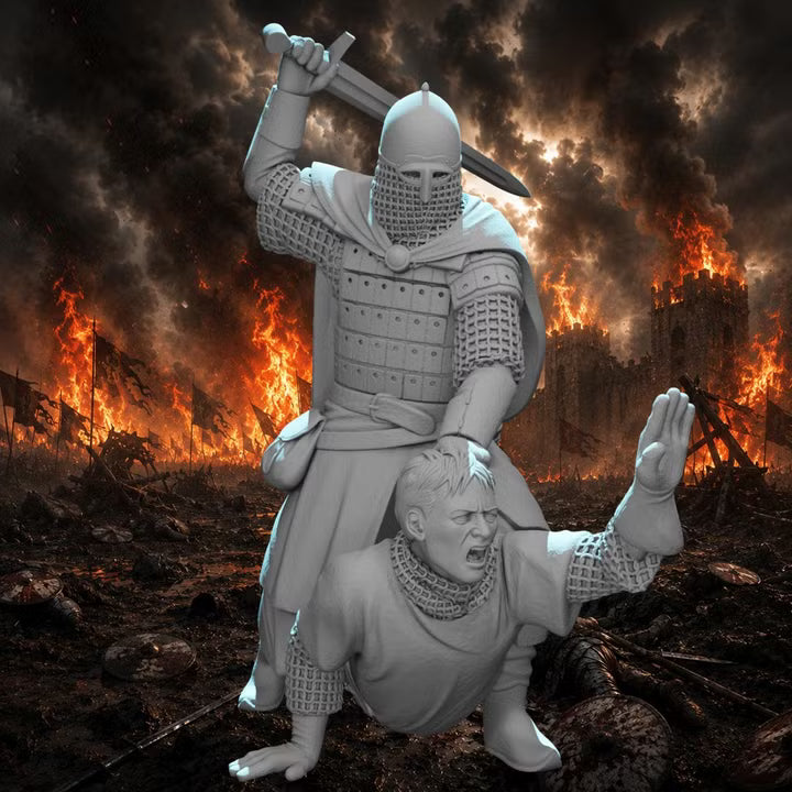 Kievan Rus Warrior slaying Medieval Crusader Knight