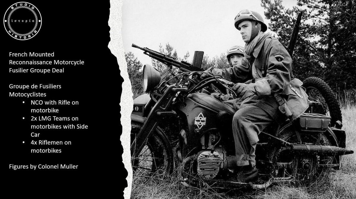WW2 1940 French Mounted Reconnaissance Motorcycle Fusilier Group Deal ...