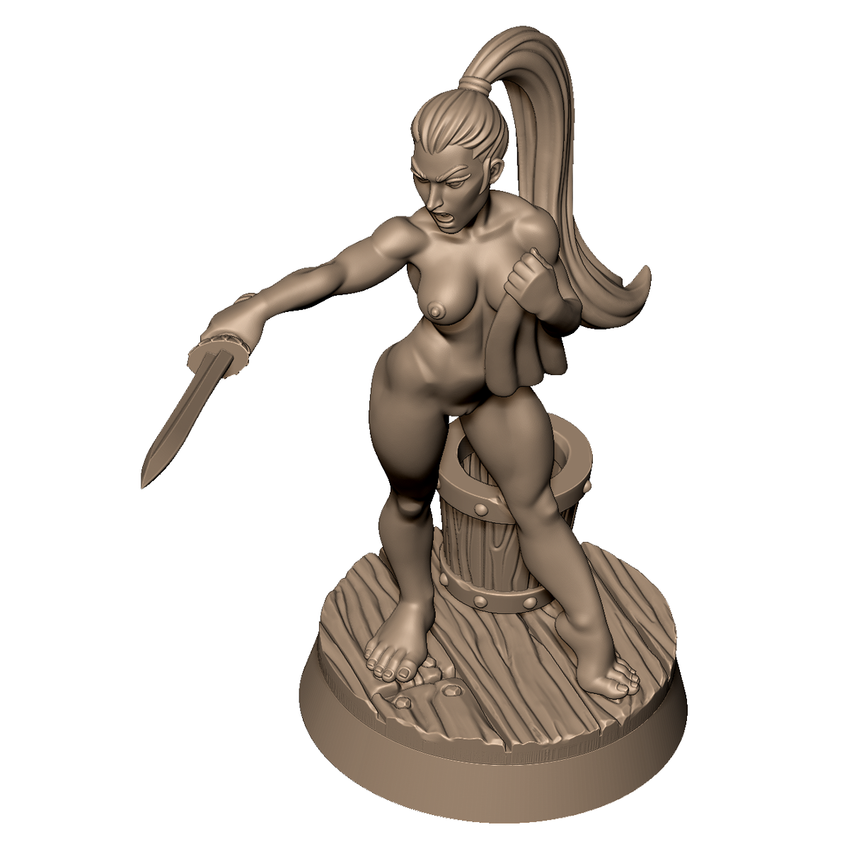 Female Spear Warrior C Pinup by Menagerie Miniature