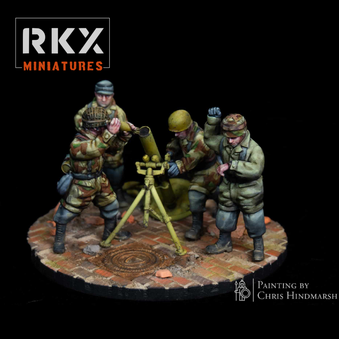 Late War German Fallschirmjager 12cm Mortart Team by RKX Miniatures