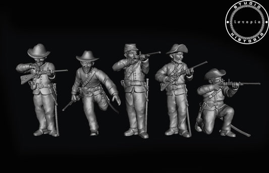 Confederate dismounted cavalry.