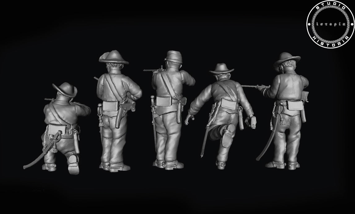 Confederate dismounted cavalry.