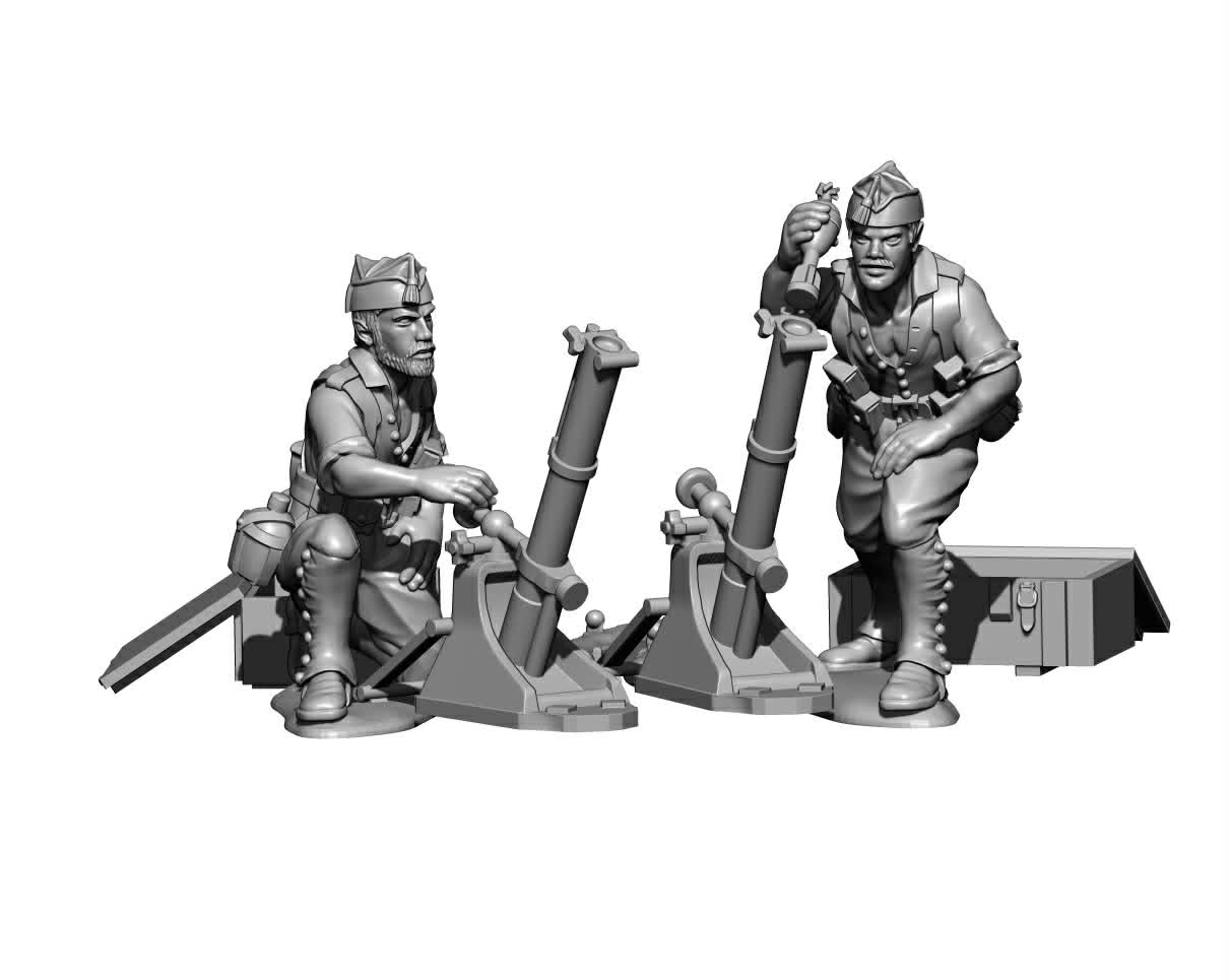 Rif War/SCW A Lafitte 60 mm mortar and 2 crew by Baraka Wargames and Miniatures