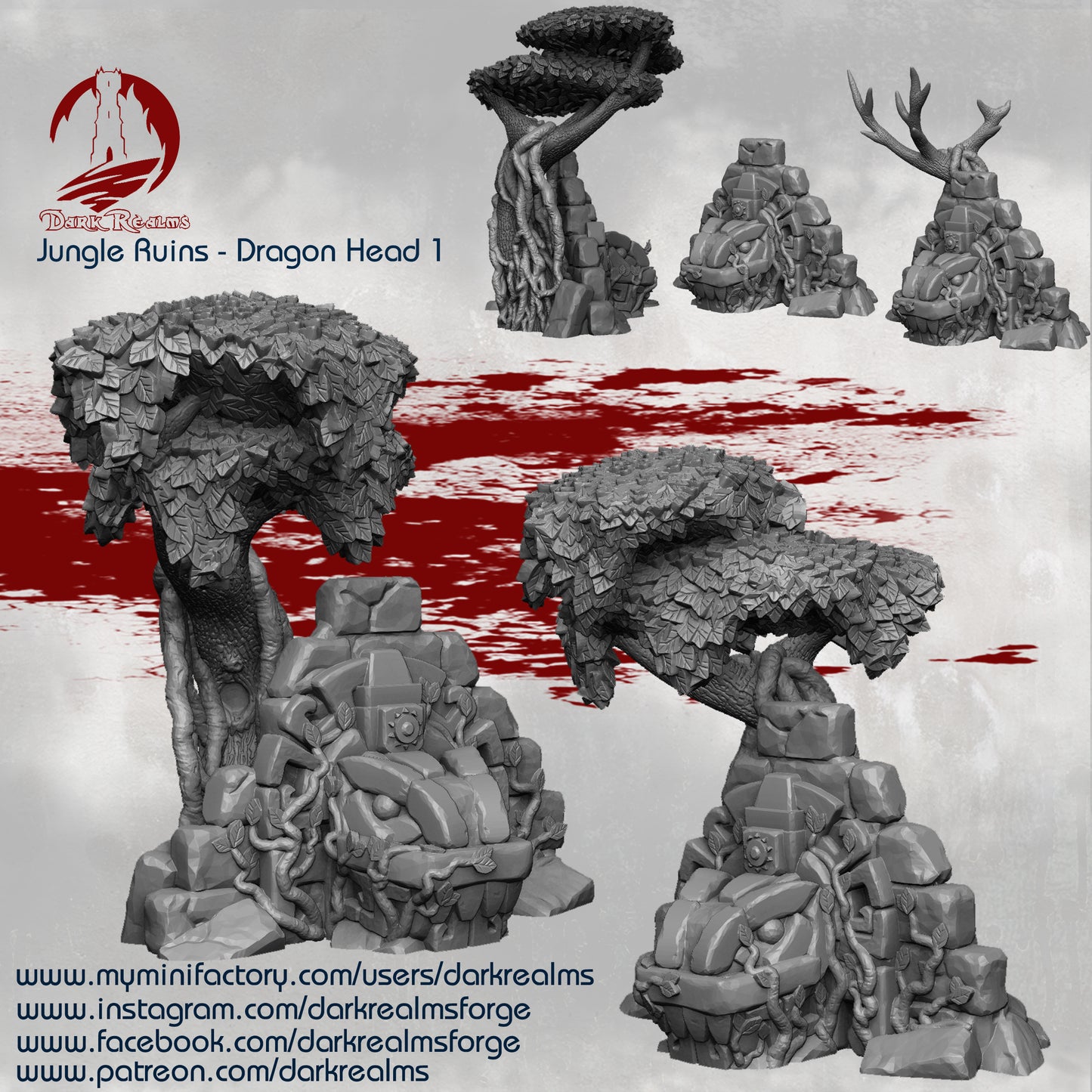 Jungle Dragon Head 1 by Dark Realms Forge