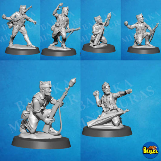 Rif War/SCW legionnaires throwing hand grenades and rifle grenades by Baraka Wargames and Miniatures